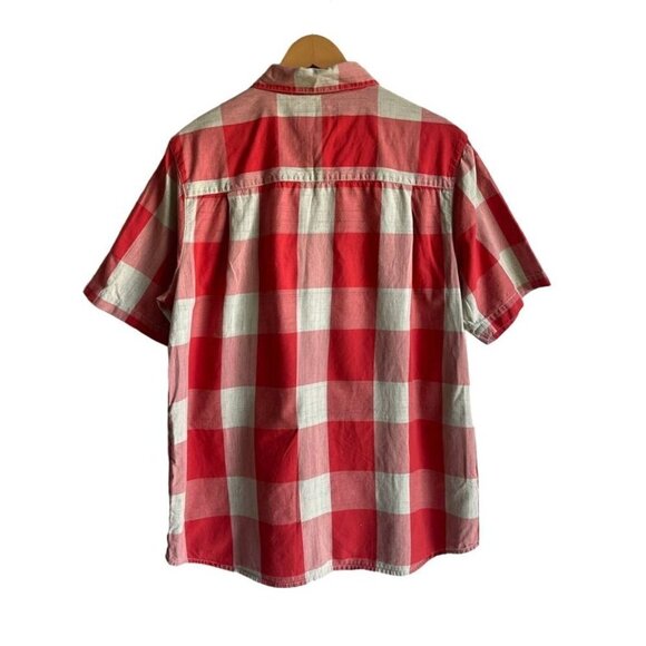 WOOLRICH Classic Men's Snap Front Plaid Shirt Size L Orange Tan Cream 100% Cotto - Picture 3 of 8